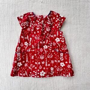 Baby Boden Red Floral Soft Corduroy Dress VGUC 3-6mo